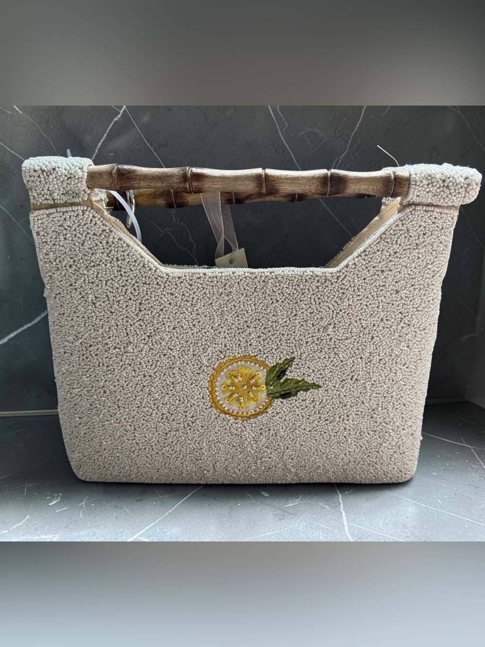 Handcrafted In India Beaded Handbag With Lemon Design NWT - Picture 2 of 5